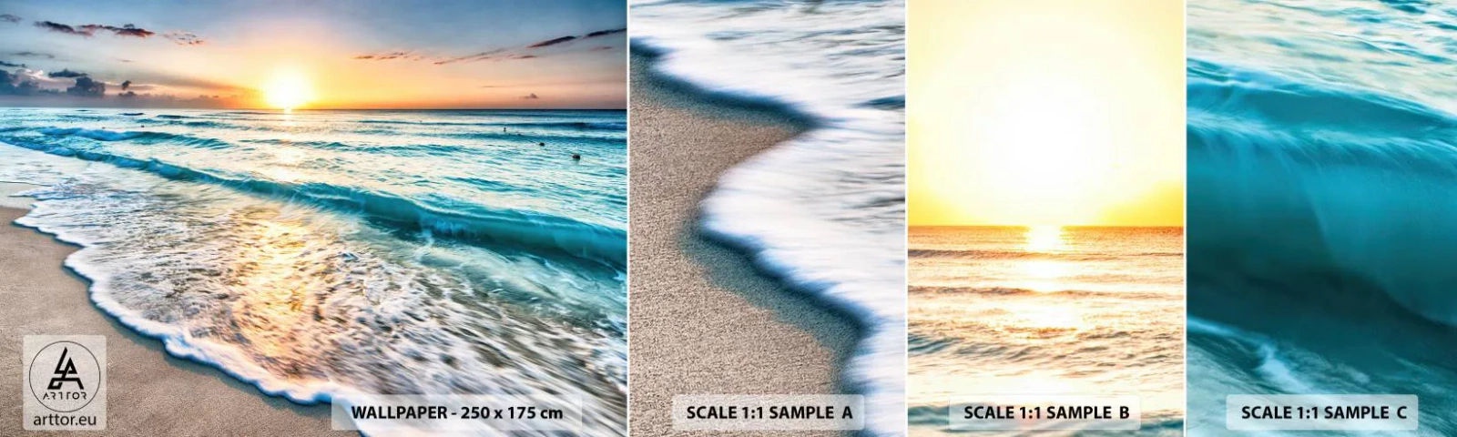 Échantillon De Papier Peint Standard Eco - Une vue qui en vaut la peine - Paysage, Plage, Coucher de soleil - 100x30 cm