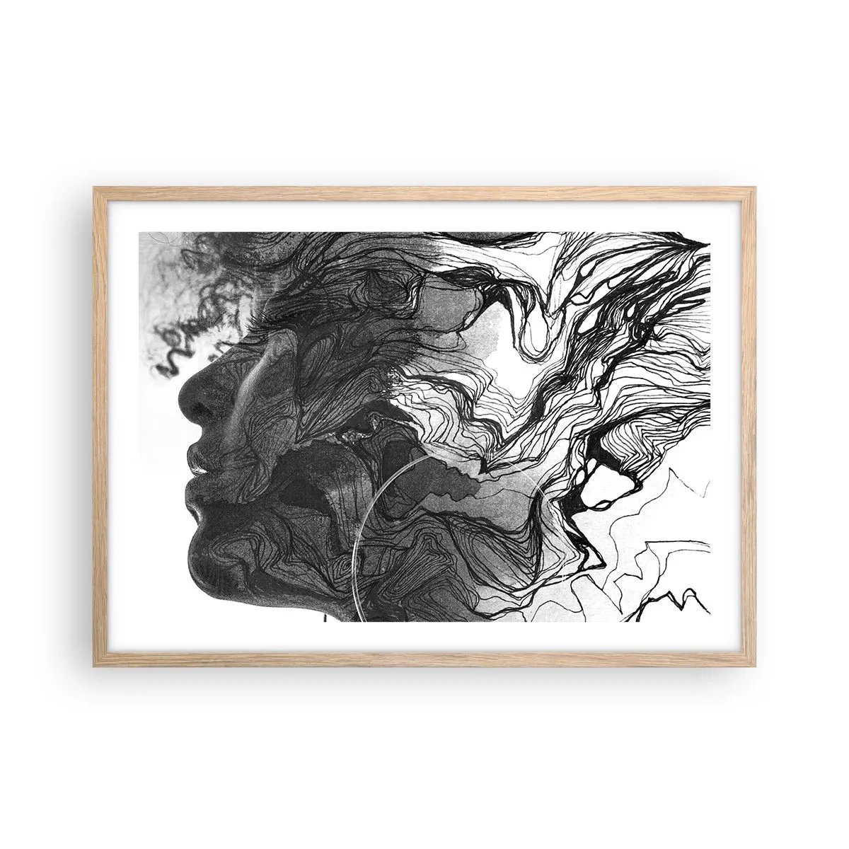 Affiche dans un chêne clair - Poster - Emmêlé dans les rêves - 70x50 cm