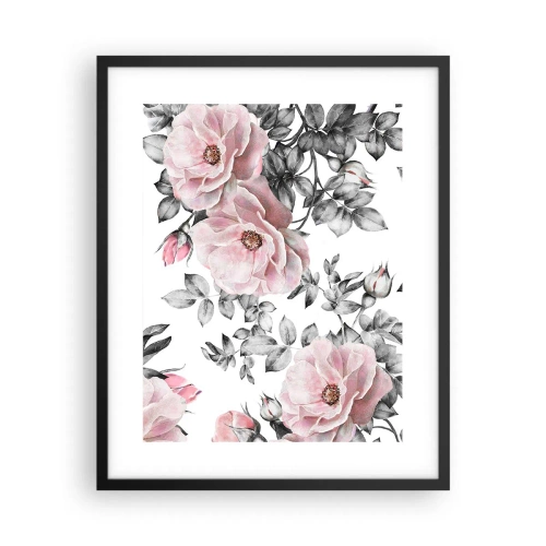 Affiche dans un cadre noir - Poster - Se perdre dans les fleurs des roses - 40x50 cm