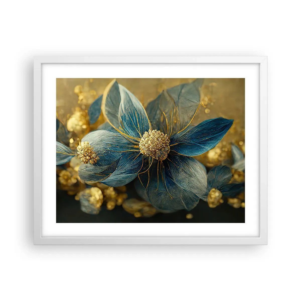 Affiche dans un cadre blanc - Poster - Fleurir avec de l'or - 50x40 cm