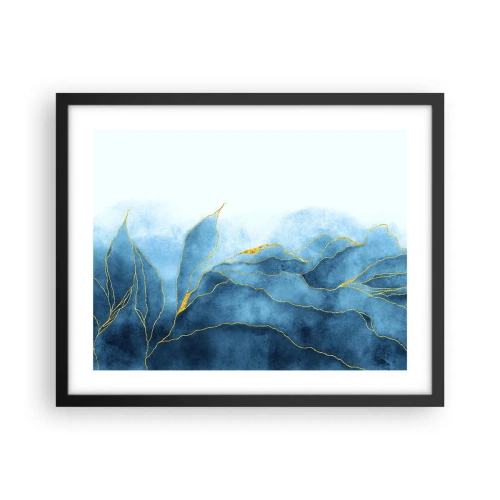 Affiche dans un cadre noir - Poster - Bleu doré - 50x40 cm