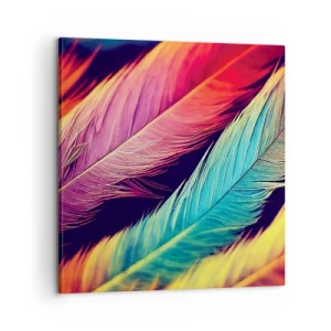 Impression sur toile - Image sur toile - Arc-en-ciel de plumes - 60x60 cm