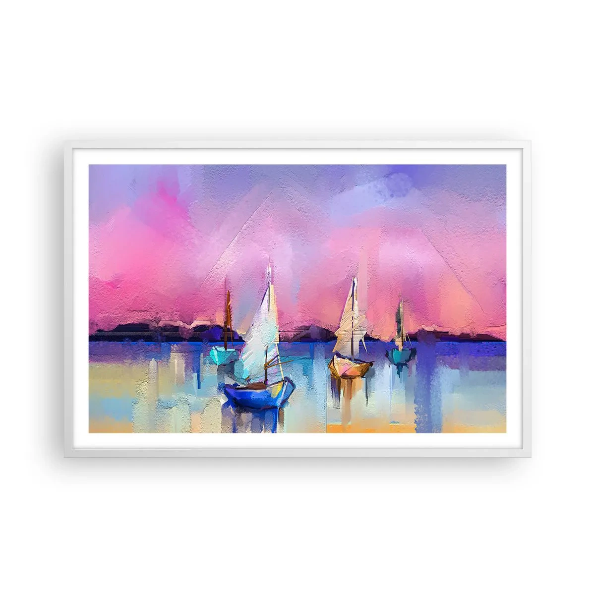 Affiche dans un cadre blanc - Poster - Direction: les eaux larges - 91x61 cm