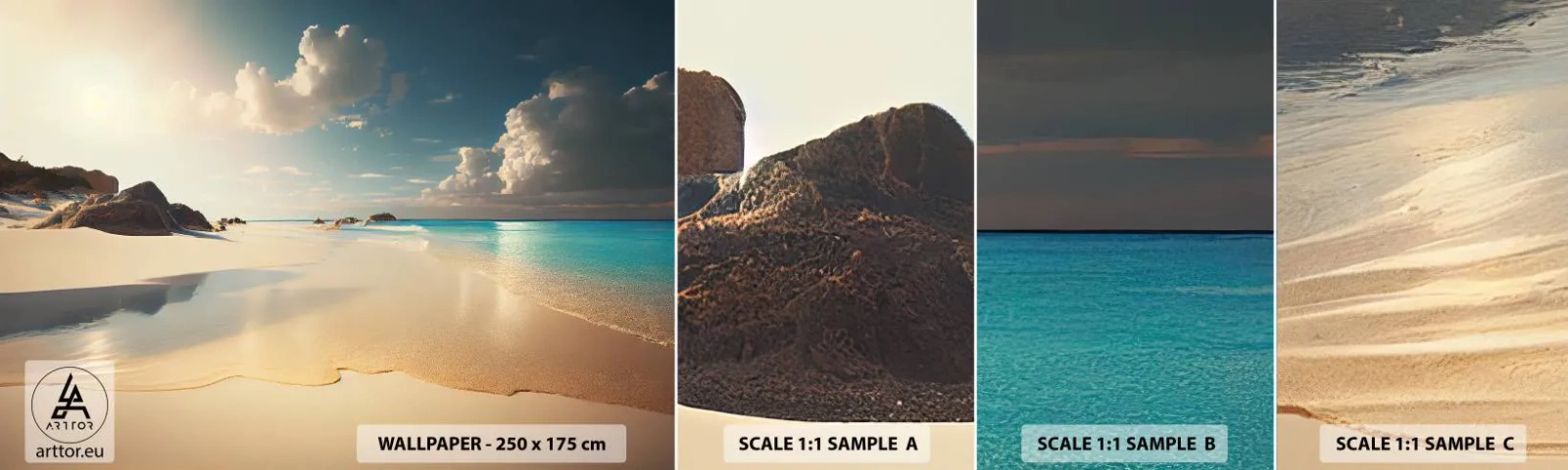 Échantillon De Papier Peint Standard Eco - Une journée de rêve - Plage sauvage, Océan, Bord - 100x30 cm