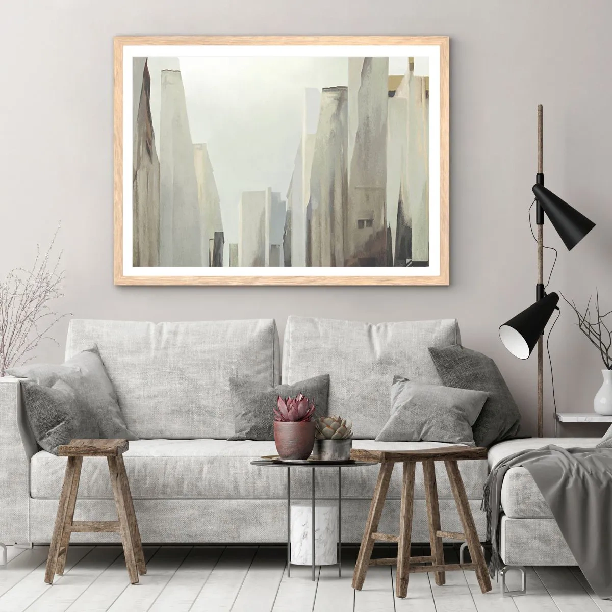 Affiche dans un chêne clair - Poster - Rêve de la ville - 70x50 cm