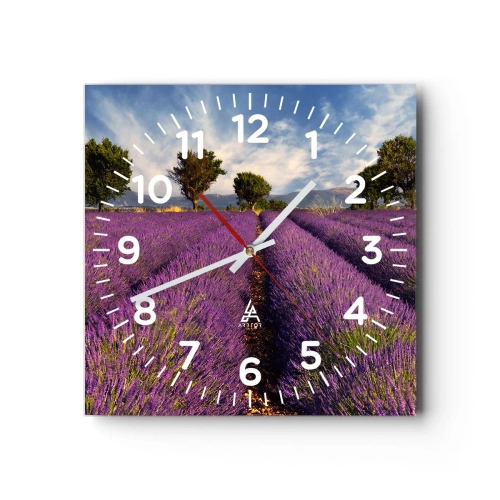 Horloge murale - Pendule murale - Champs de lavande - 30x30 cm