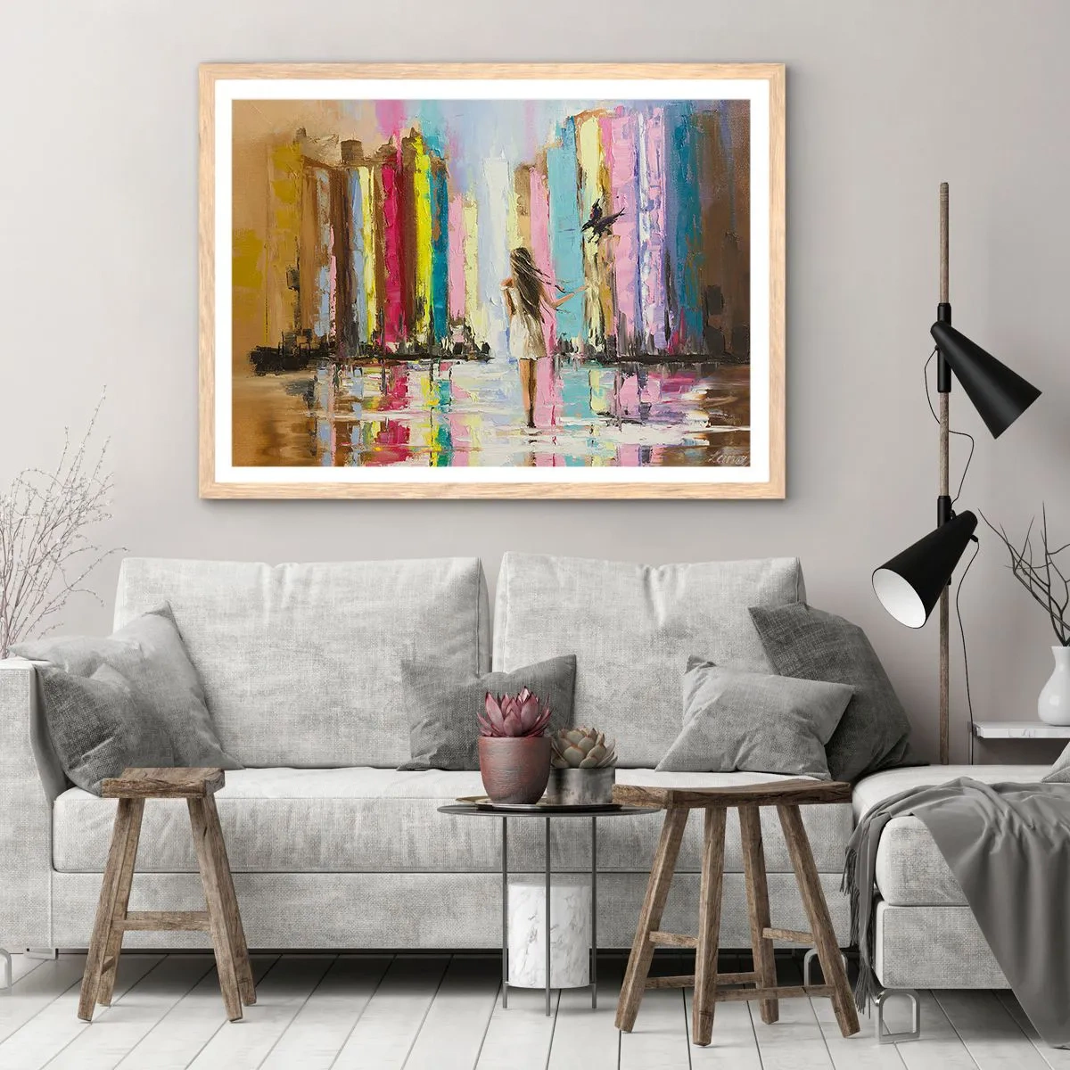 Affiche dans un chêne clair - Poster - Viens avec moi - 40x30 cm