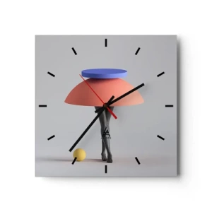 Horloge murale - Pendule murale - Composition géométrique abstraite avec des jambes et une balle - 30x30cm - Composition surréaliste - Décoration murale moderne pour le salon et la chambre ARTTOR