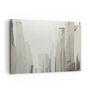 Impression sur toile - Image sur toile - Paysage urbain abstrait aux tons pastel - 100x70cm - Rêve de la ville - Décoration murale moderne pour le salon et la chambre ARTTOR