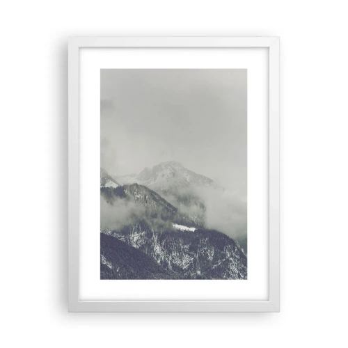 Affiche dans un cadre blanc - Poster - Vallée brumeuse - 30x40 cm