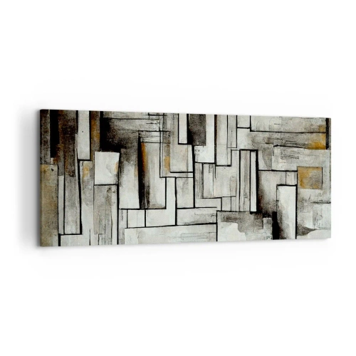 Impression sur toile - Image sur toile - Rectangles abstraits dans les tons de gris et de noir - 120x50cm - Le pouvoir de la simplicité - Décoration murale moderne pour le salon et la chambre ARTTOR