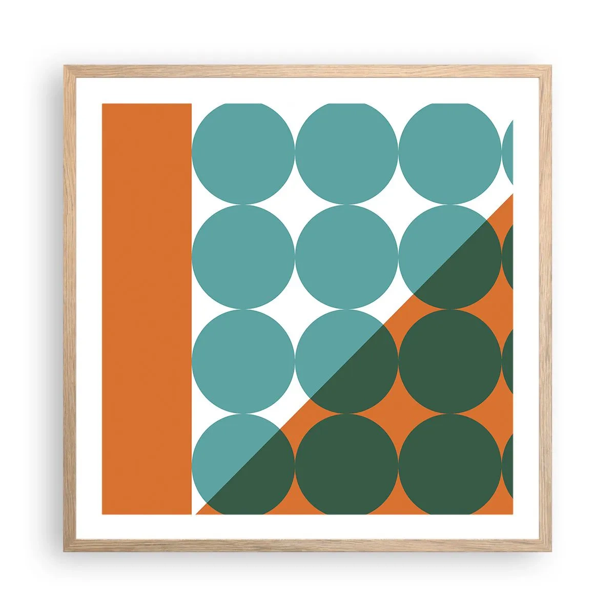 Affiche dans un chêne clair - Poster - En haut et en diagonale - 60x60 cm