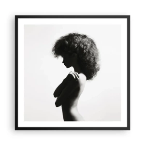 Affiche dans un cadre noir - Poster - Comme une fleur au bout d'une fine tige - 60x60 cm