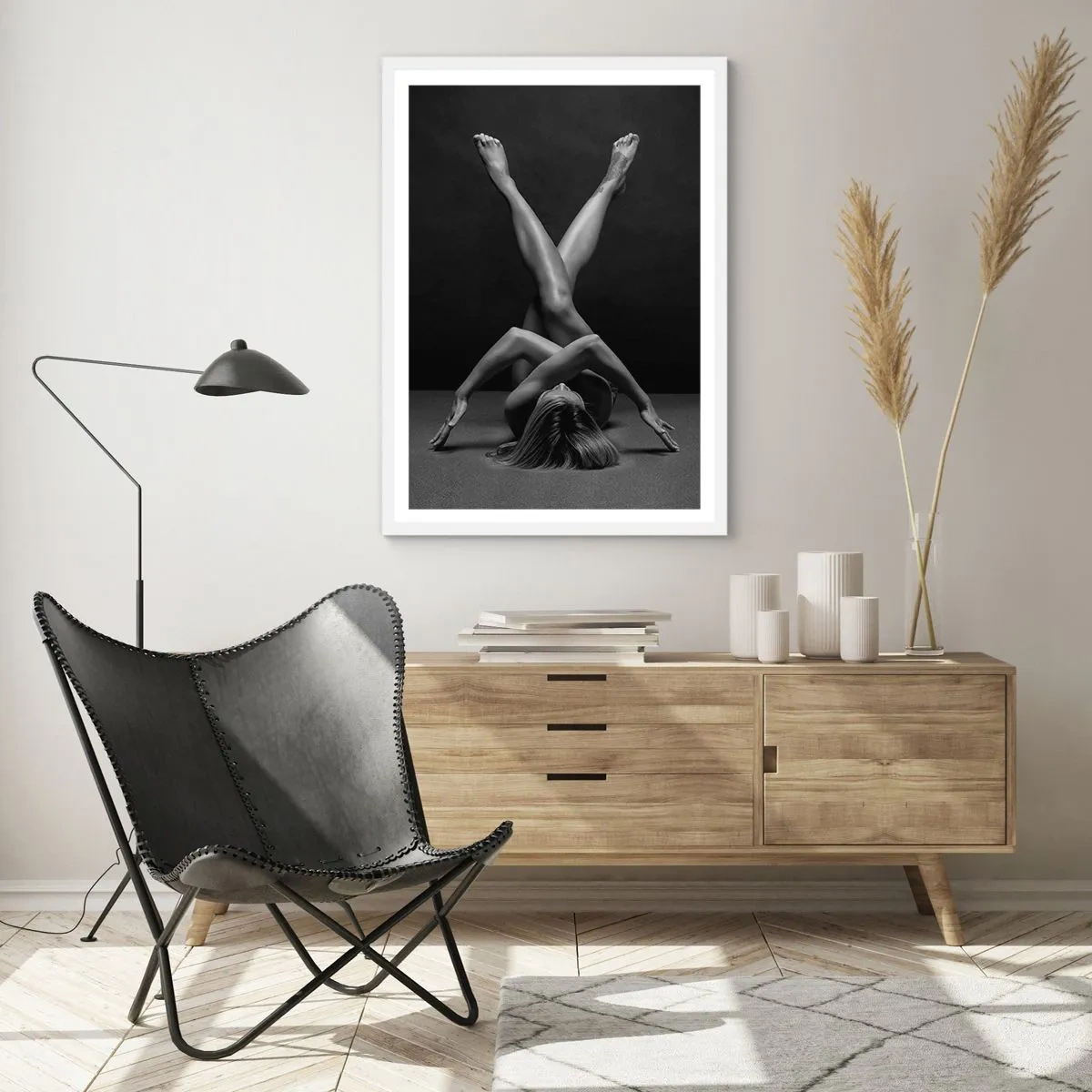 Affiche dans un cadre blanc - Poster - Géométrie de la nudité - 70x100 cm