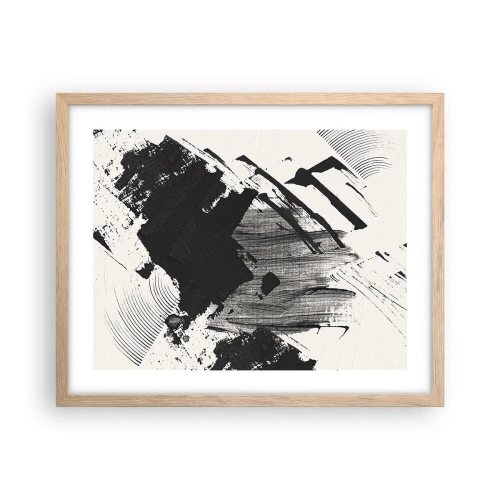 Affiche dans un chêne clair - Poster - Abstraction – expression du noir - 50x40 cm
