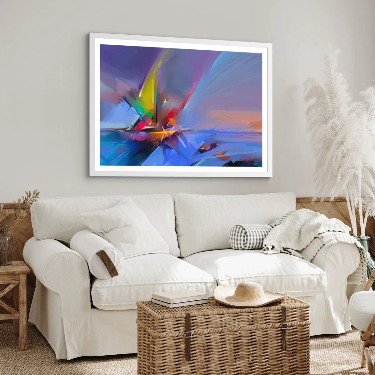 Affiche dans un cadre blanc - Poster - Hélices comme un oiseau - 91x61 cm