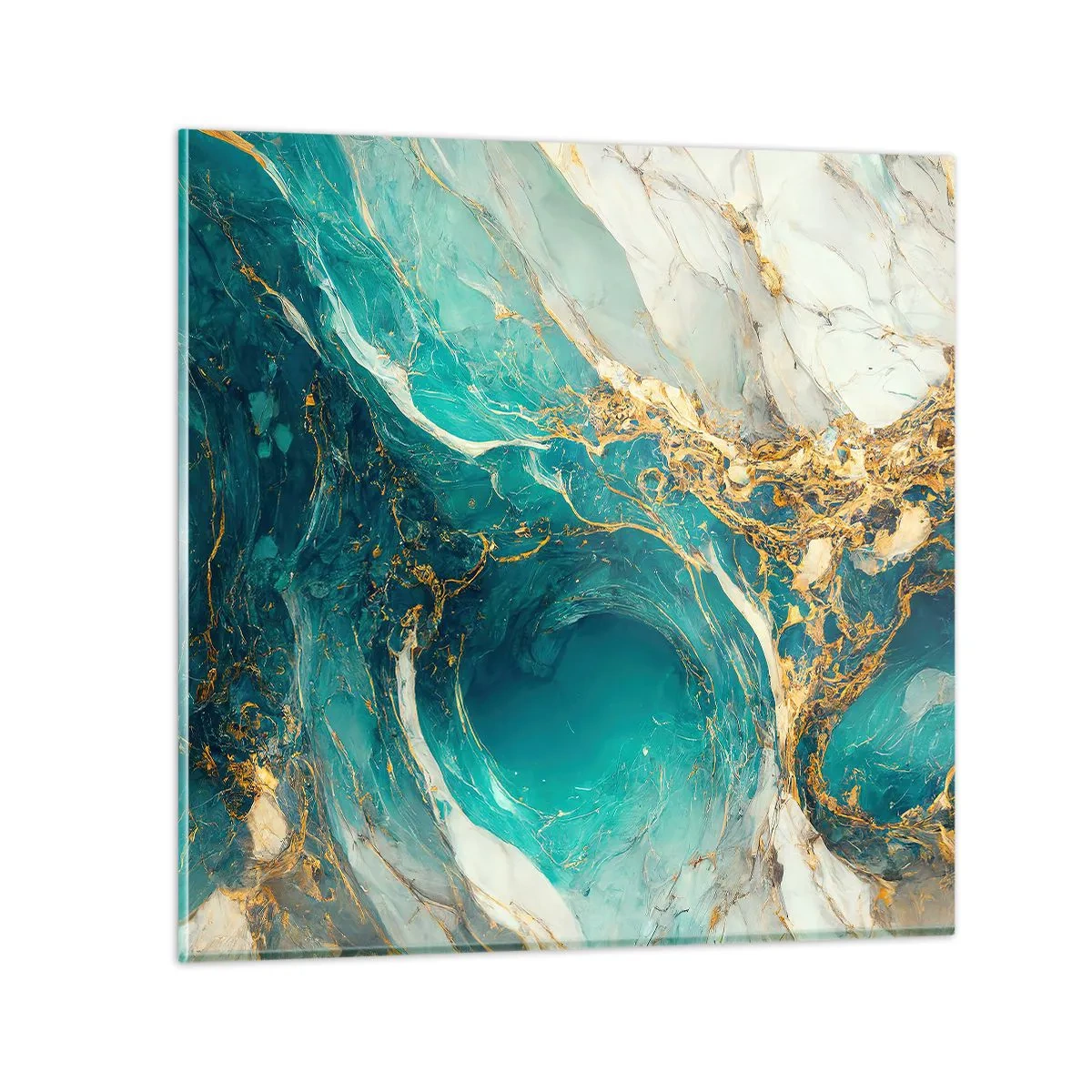 Impression sur verre - Image sur verre - Composition en veines d'or - 30x30 cm