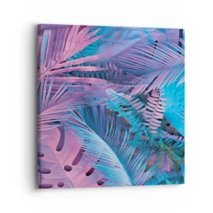 Impression sur toile - Image sur toile - Les tropiques en rose et bleu - 30x30 cm