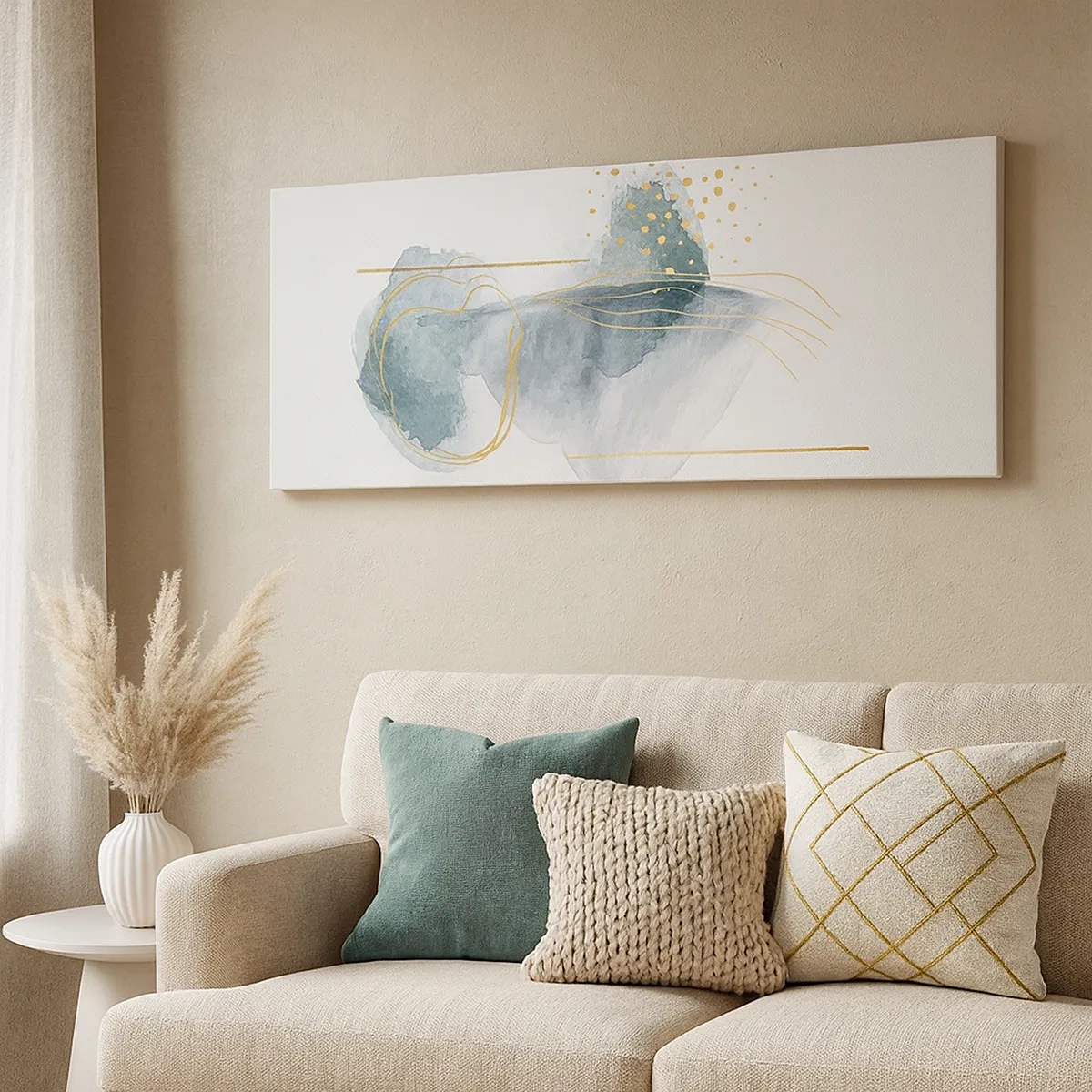 Impression sur toile - Image sur toile - À propos de la relation entre le gris et l'or - 30x30 cm