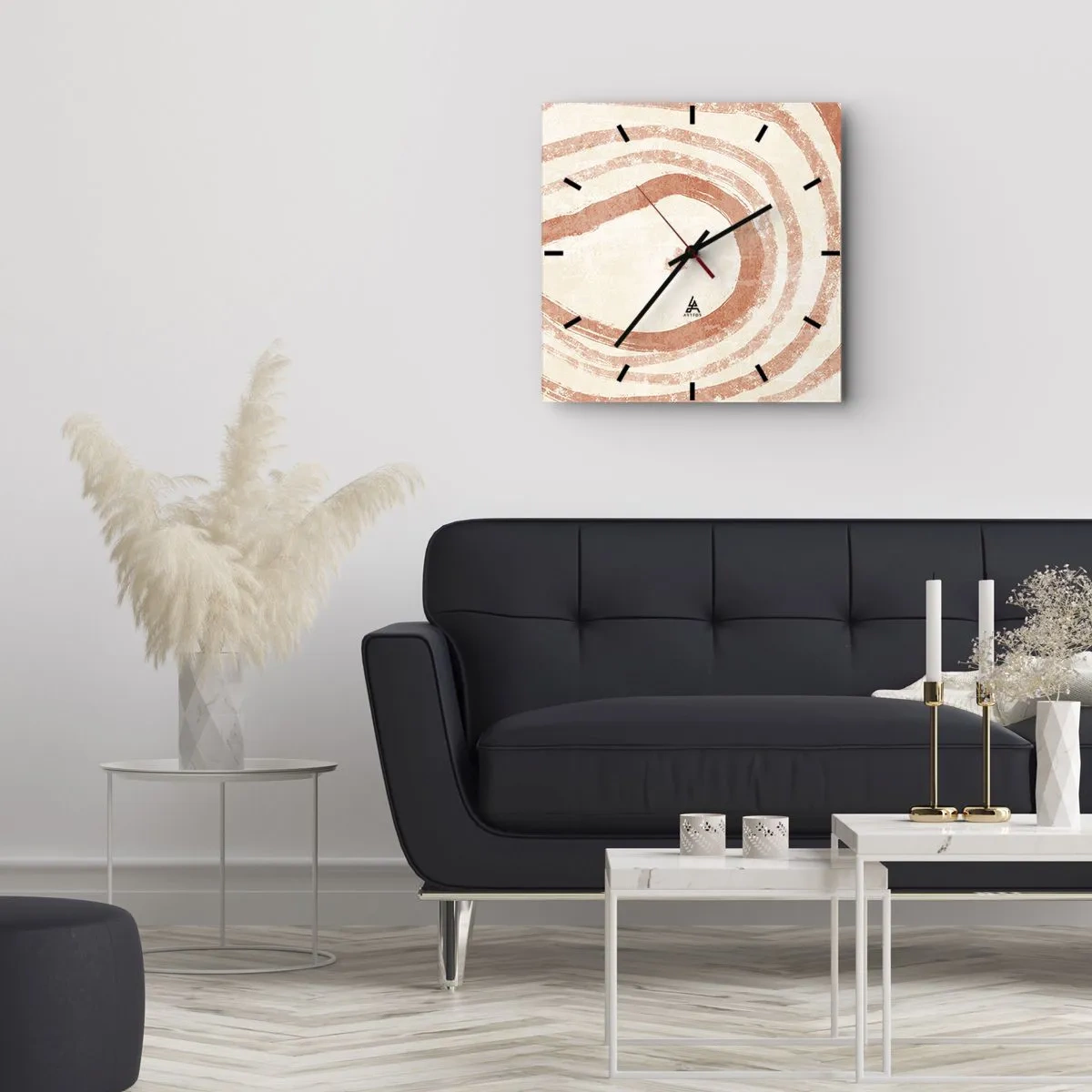 Horloge murale - Pendule murale - Cercles de corail – composition - 30x30 cm