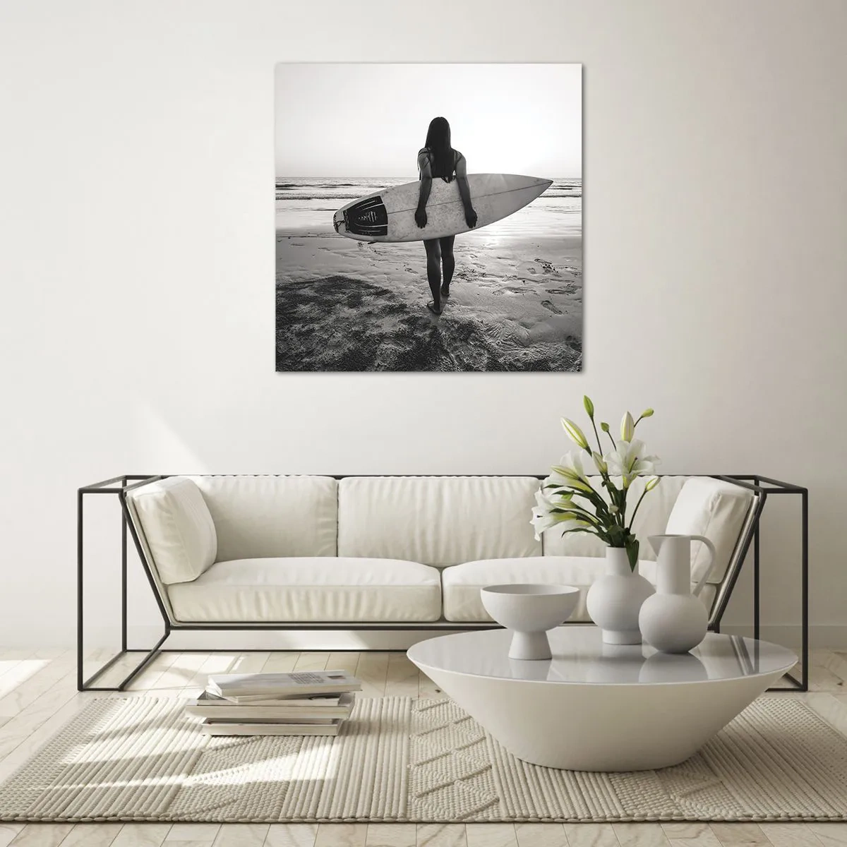 Impression sur verre - Image sur verre - Fille des vagues de la mer - 70x70 cm