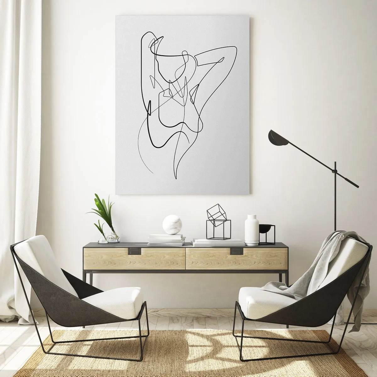 Impression sur verre - Image sur verre - Contour minimaliste d'une silhouette féminine - 70x100cm - Vraiment, tu es comme ça... - Décoration murale moderne pour le salon et la chambre ARTTOR