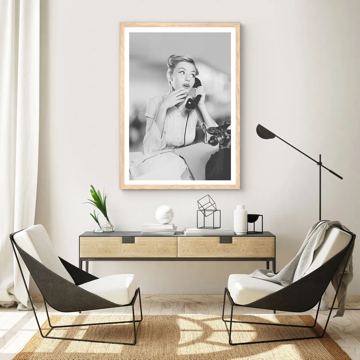 Affiche dans un chêne clair - Poster - Hello! Ici les années 50 - 40x50 cm