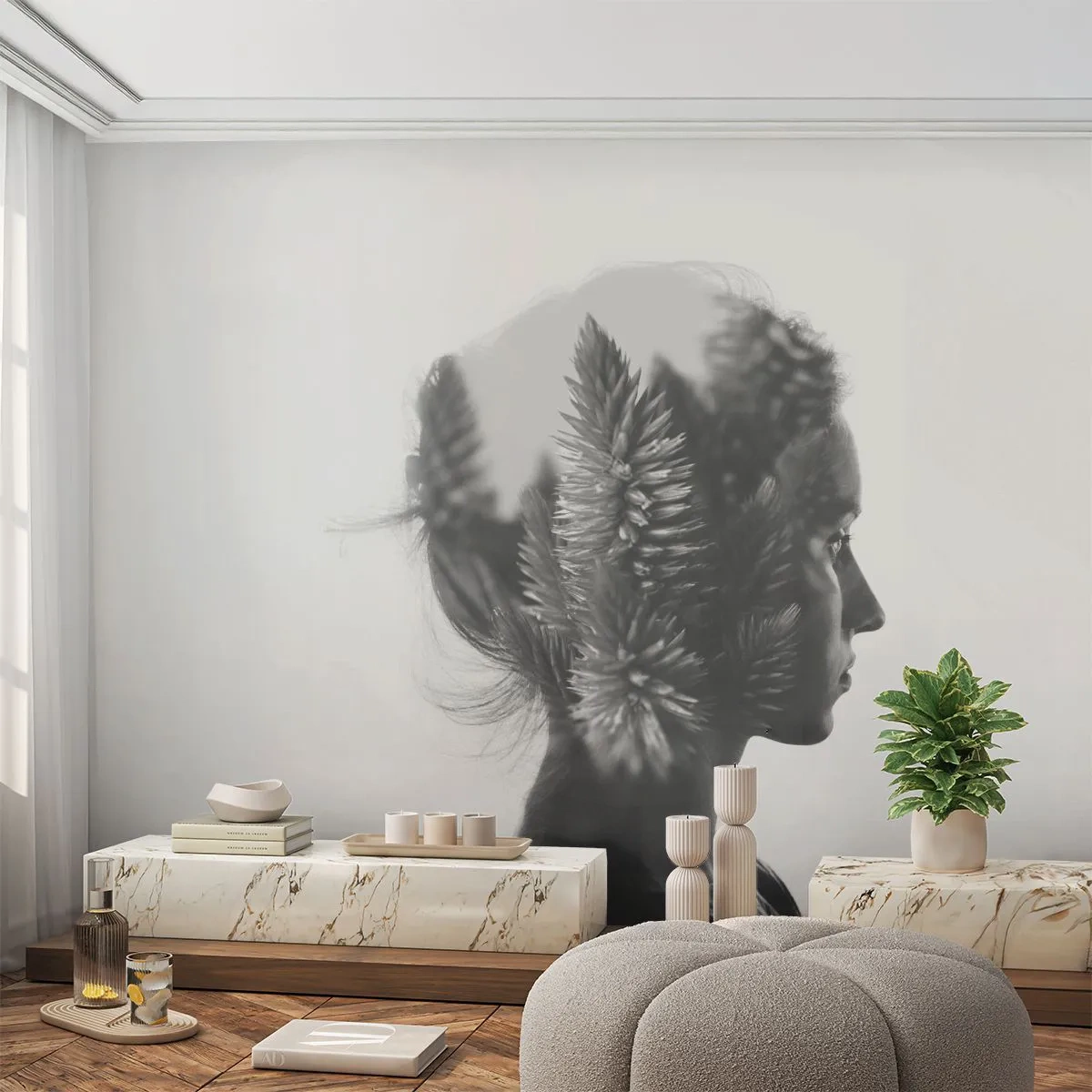 Papier Peint Photo Premium Canvas - Dame de la pinède - Abstraction, Femme, Morceau - 350x256 cm