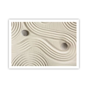 Affiche - Poster - Design zen minimaliste avec du sable et des pierres - 100x70cm - Touche de chaleur - Décoration murale moderne pour le salon et la chambre ARTTOR