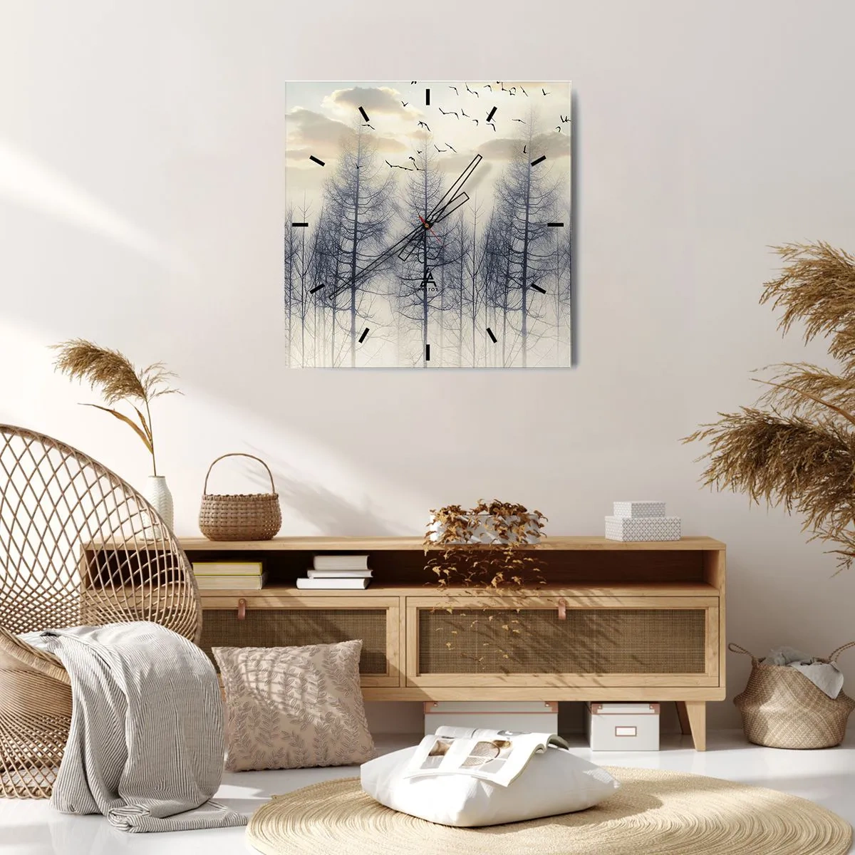 Horloge murale - Pendule murale - L'âme de la forêt - 40x40 cm