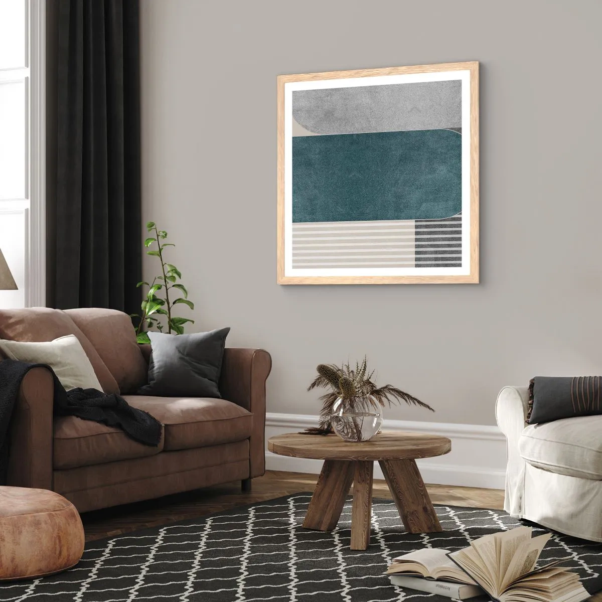 Affiche dans un chêne clair - Poster - Composition de niveaux - 60x60 cm