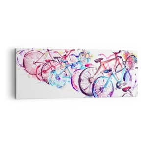 Impression sur toile - Image sur toile - Vélos colorés dans un style aquarelle artistique - 140x50cm - Congrès du club Antymoto - Décoration murale moderne pour le salon et la chambre ARTTOR