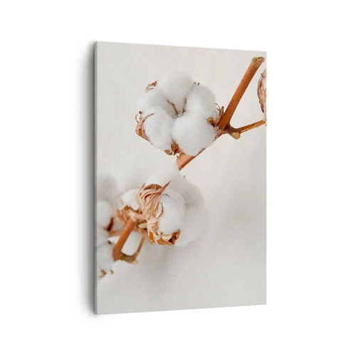 Impression sur toile - Image sur toile - Un brin de coton sur un fond subtil - 50x70cm - Seulement caliner - Décoration murale moderne pour le salon et la chambre ARTTOR