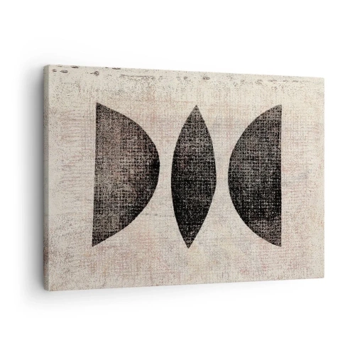 Impression sur toile - Image sur toile - Formes ethniques aux tons sombres sur fond clair - 70x50cm - Abstraction ethnique - Décoration murale moderne pour le salon et la chambre ARTTOR