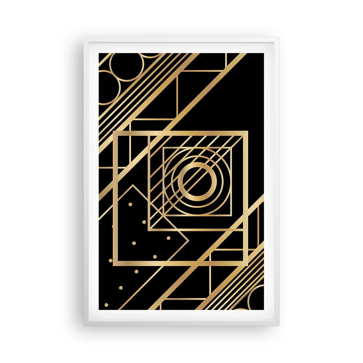 Affiche dans un cadre blanc - Poster - Géométrie en or - 61x91 cm