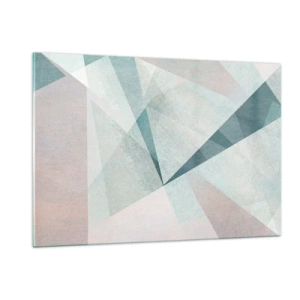 Impression sur verre - Image sur verre - Formes géométriques dans des tons pastel de vert et de bleu - 120x80cm - Calme bien que dynamique - Décoration murale moderne pour le salon et la chambre ARTTOR