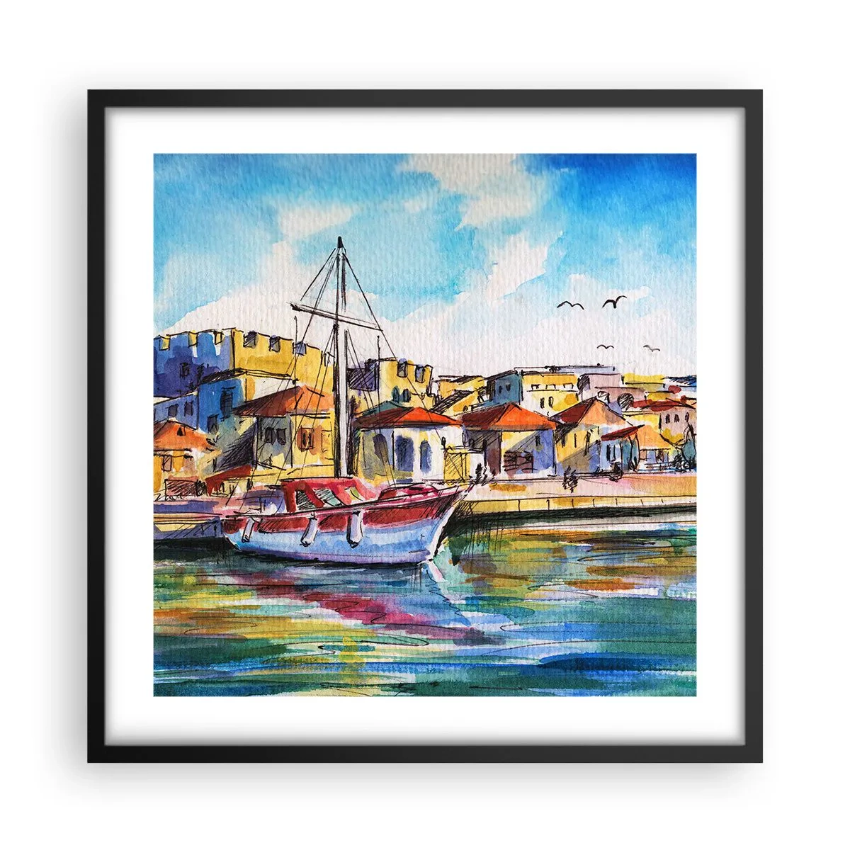 Affiche dans un cadre noir - Poster - Après-midi arc-en-ciel - 50x50 cm