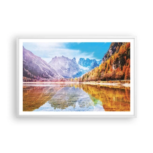 Affiche dans un cadre blanc - Poster - C'est déjà le printemps à la montagne - 91x61 cm