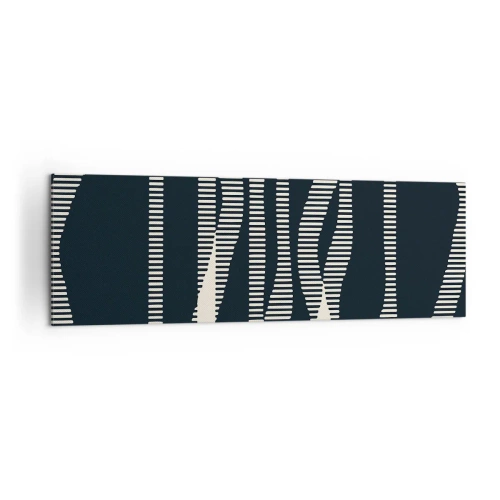 Impression sur toile - Image sur toile - Lignes géométriques dans des tons clairs sur un fond sombre - 160x50cm - Une tentative de briser l'obscurité - Décoration murale moderne pour le salon et la chambre ARTTOR