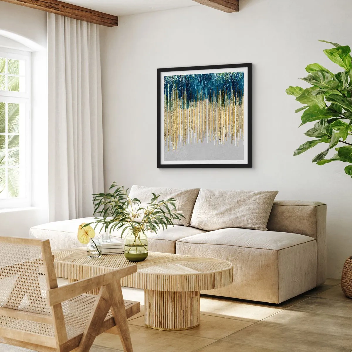 Affiche dans un cadre noir - Poster - Bordure dorée - 60x60 cm