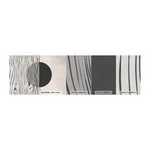 Échantillon de Papier Peint Premium Canvas - Demi composition - Abstraction, Morceau, Noir et blanc - 100x30 cm