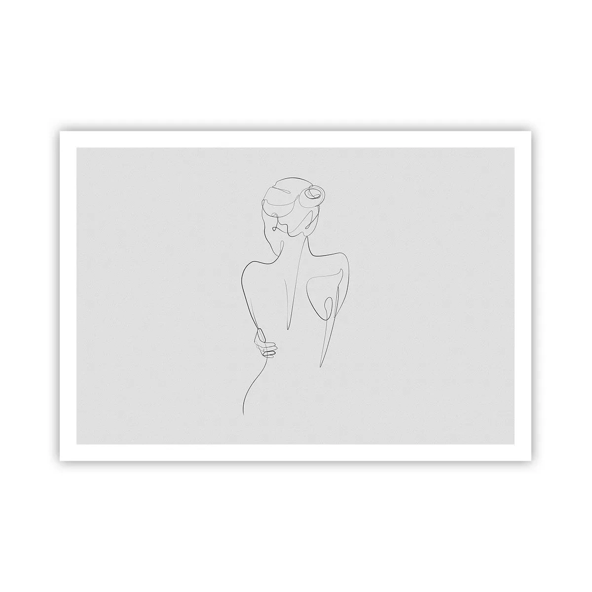 Affiche - Poster - Une ligne de contour montrant une silhouette féminine sur un fond clair - 100x70cm - Musique corporelle - Décoration murale moderne pour le salon et la chambre ARTTOR