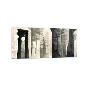 Impression sur verre - Image sur verre - Colonnes historiques dans un cadre monochrome atmosphérique - 120x50cm - La majesté de l'Antiquité - Décoration murale moderne pour le salon et la chambre ARTTOR