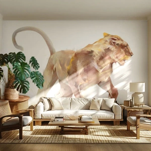 Papier peint sur mesure Premium Sand - Grâce sauvage - Animaux, Lion, Abstraction