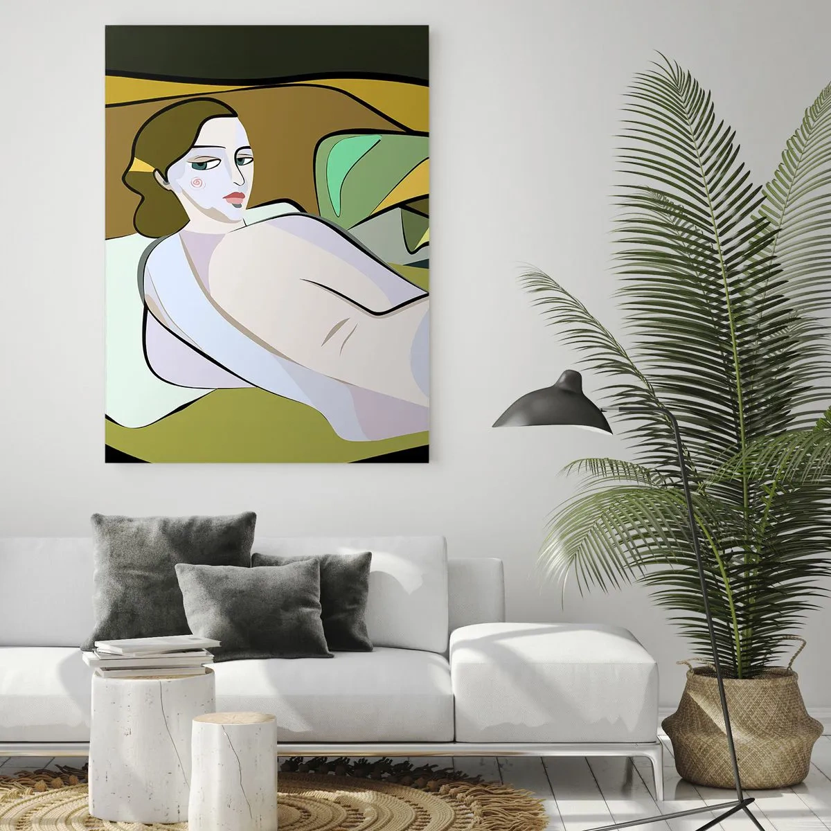 Impression sur verre - Image sur verre - Figure abstraite dans un style moderne - 70x100cm - Portrait intime - Décoration murale moderne pour le salon et la chambre ARTTOR