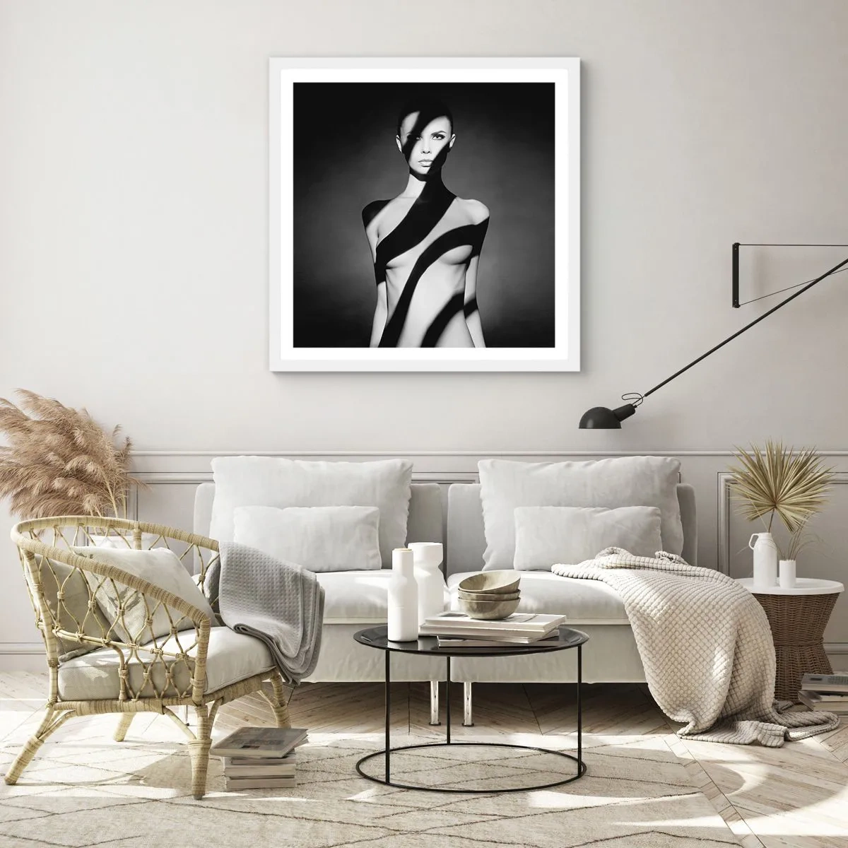 Affiche dans un cadre blanc - Poster - Dans la brillance et l'ombre - 50x50 cm