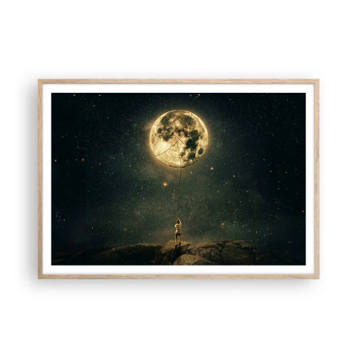 Affiche dans un chêne clair - Poster - Celui qui a volé la lune - 100x70 cm