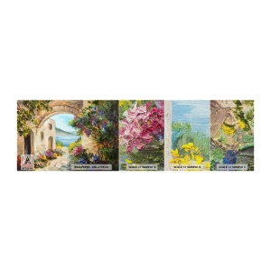 Échantillon de Papier Peint Premium Canvas - Le charme d'une province côtière - Architecture, Grèce, Fleurs - 100x30 cm