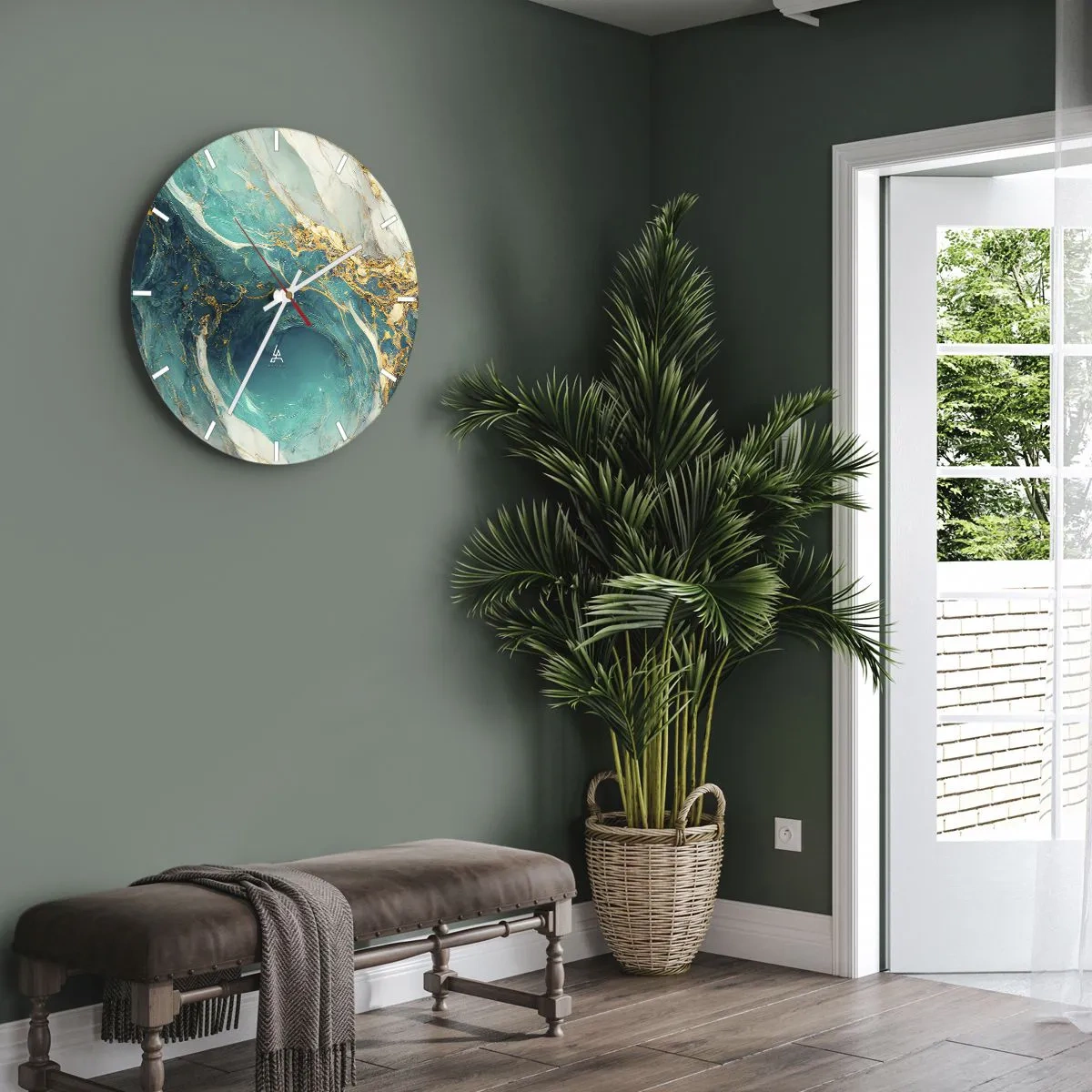 Horloge murale - Pendule murale - Composition en veines d'or - 30x30 cm