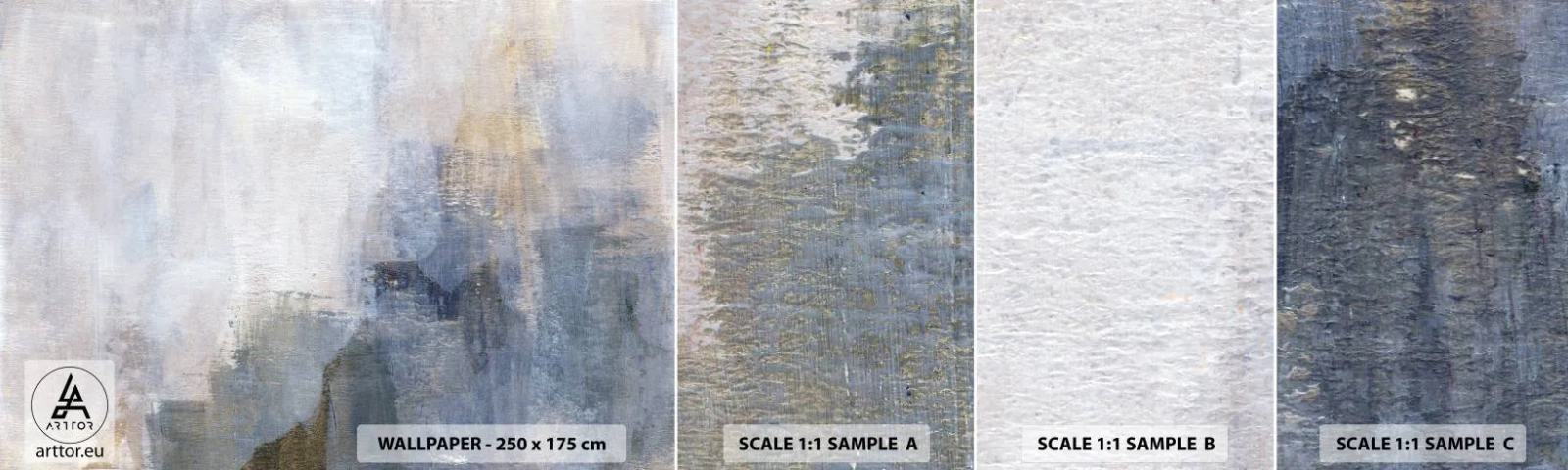 Échantillon de Papier Peint Autocollant Deluxe Sticker - Tonalités et accords de couleur - Abstraction, Morceau, Peinture - 100x30 cm